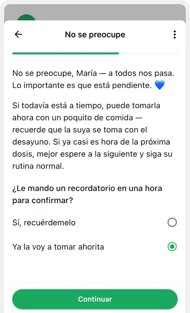 Screen 2 of the WhatsApp adherence check-in